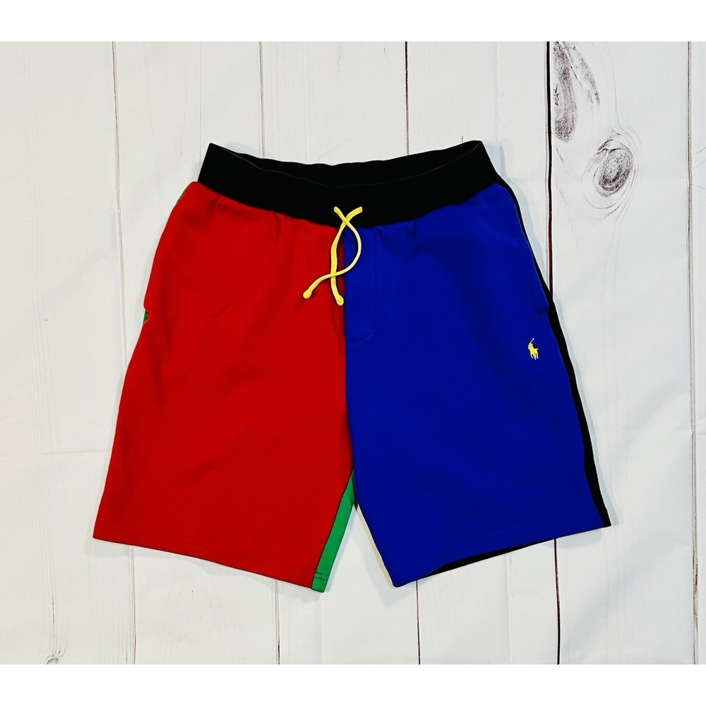 Kids Boys Polo Ralph Lauren Color-Blocked Fleece Pony Drawstring Shorts Size L
